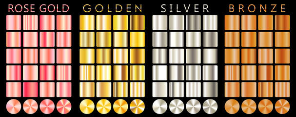 rose gold, golden, silver, bronze gradient,pattern,template.set of colors for design,collection of h