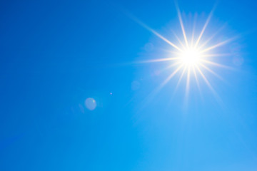 Wall Mural - Summer background, wonderful blue sky with bright sun