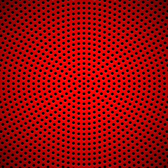 Poster - Red abstract technology background with seamless circle perforated speaker grill texture for web sites, user interfaces (UI), applications (apps) and business presentations. Vector illustration.