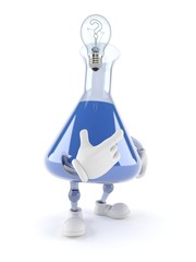 Wall Mural - Chemistry flask character thinking