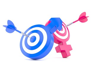 Poster - Male and female gender symbol with bull's eye