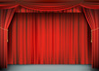 Red theater curtain with the stage.