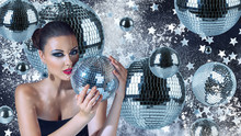 Young Woman With Disco Balls
