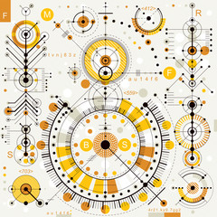 Fototapete - Vector industrial and engineering background, future technical plan. Perspective blueprint of mechanism, mechanical scheme. For use as website background.