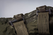 Buckles And Nylon Webbing On A Reserve Parachute Bag