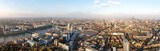 Fototapeta Londyn - London Aerial Panorama View feat. Houses of Parliament, London Eye, Westminster on Thames River, Shard and Famous English Landmarks Skyline Wide Panoramic Birds Eye View in England, United Kingdom UK