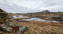 Beautiful Landscape With A Pond In The Rovaer Island In Rovaer Archipelago In Haugesund, Norway.