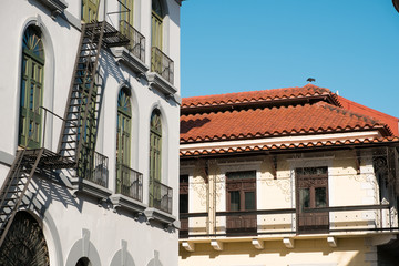 Sticker - beautiful facade, historic building exterior in old town - Casco Viejo, Panama City,