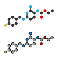 Canvas Print - Flupirtine analgesic drug molecule.