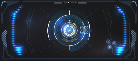 Poster - futuristic technology hud screen. tactical view sci-fi vr dislpay. hud ui. futuristic vr head-up dis