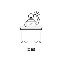 Poster - worker with idea icon. Element people at the workplace for mobile concept and web apps. Thin line icon for website design and development; app development. Premium icon