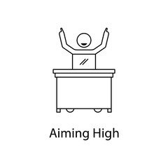 Poster - worker aiming high icon. Element people at the workplace for mobile concept and web apps. Thin line icon for website design and development; app development. Premium icon