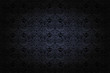 vintage Gothic background in dark grey and black with classic Baroque pattern, Rococo with darkened edges