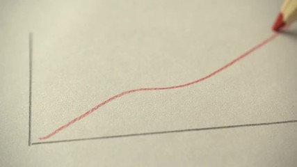 Aufkleber - Red arrow. Red arrow chart pointing up. Stock market, business. - 4k