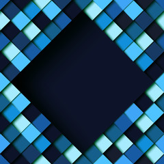 Aufkleber - Blue square geometric shape pattern design paper layer cut background.Vector illustration.