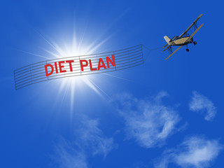Wall Mural - Diet Plan text on plane banner inspirational message