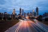 Fototapeta  - Atlanta downtown city skyline over the interstate.