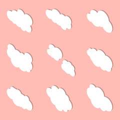 Fototapete - Isometric white cloud set with pink background.