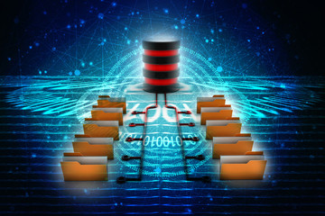 Poster - 3d rendering Database storage data base folder storage
