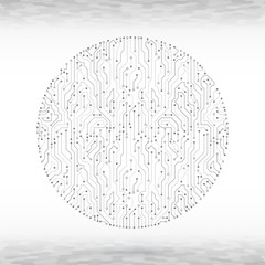 High-tech technology background texture. Vector illustration with round circuit board.