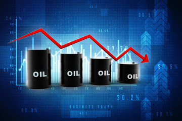 Poster - 3D rendering oil text with graph

