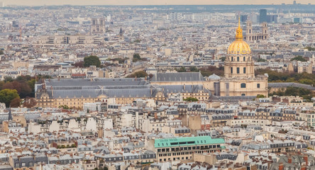 Aerial view from the Eiffel Tower on the Hotel des Invalides