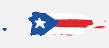 Puerto Rico Flag & Map Vector Hand Painted With Rounded Brush