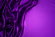 Abstract Purple Drapery Cloth, Wave Of Dark Violet Fabric Background, Pattern And Detail Grooved Fabric For Background And Abstract
