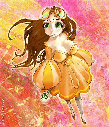 Cute Attractive Anime Cartoon Female Character With Long Dark Hair