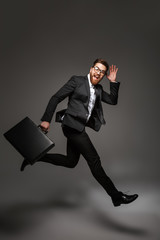 Sticker - Full length portrait of an excited young businessman