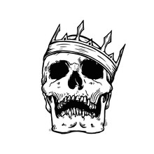 Vector Illustration Of Skull With Crown
