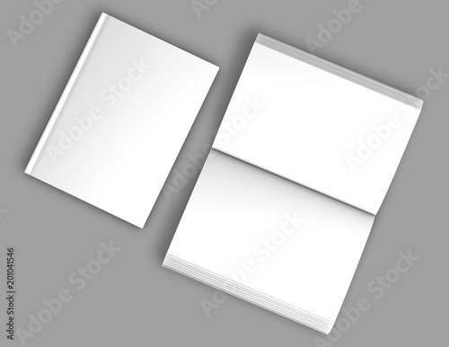 Fotografering Hardcover book mockup, open and closed books with blank cover and spreading pages