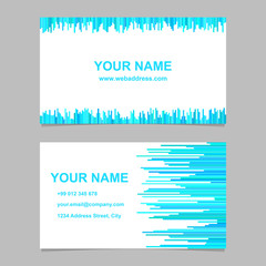 Poster - Business card template design set - vector name card graphic with rounded stripes in light blue tones on white background