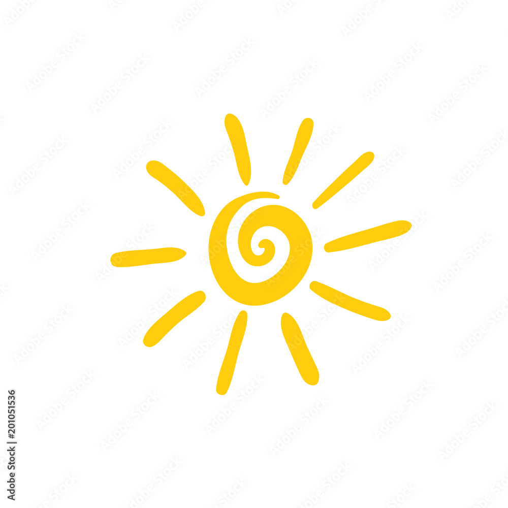 Sun spiral icon, hand drawn Stock Vector | Adobe Stock