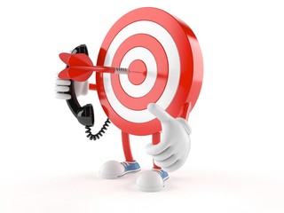 Poster - Bull's eye character holding a telephone handset