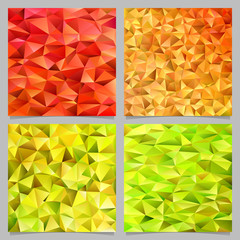 Poster - Geometric abstract chaotic triangle pattern background set - mosaic vector graphic designs from colored triangles