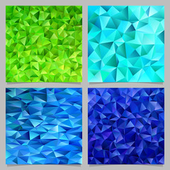 Poster - Blue and green abstract chaotic triangle pattern background set - vector mosaic graphic design