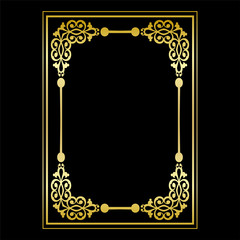 Gold Photo Frame on Black Background