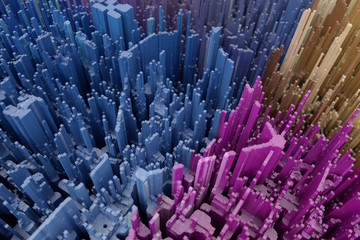 Poster - Abstract 3d rendering skyscrapers city. Dynamic background.