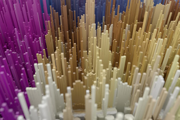 Poster - 3d background abstract skyscrapers city with depth of field. 3d rendering.