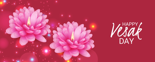 Canvas Print - Vesak Day with Pink Lotus Flower.