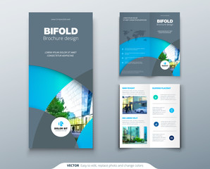 Wall Mural - Bi fold brochure or flyer design with circle. Creative concept flyer or brochure.