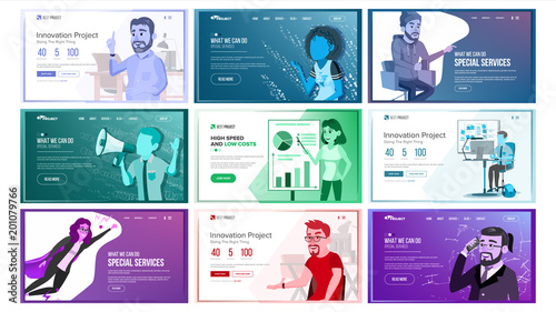 Website Design Template Set Vector Business Interface Responsive Website Design Template Set Vector Business Interface Responsive Banner Architecture Landing Page Web Site Professional Team