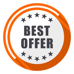 Poster - Best offer flat design orange round vector icon in eps 10