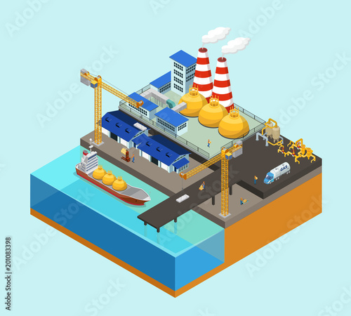 Isometric Gas Offshore Industry Concept