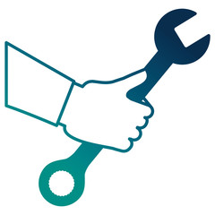 Poster - hand with wrench key tool icon vector illustration design