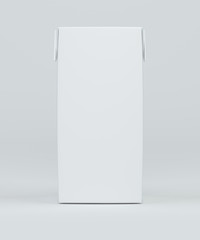 Poster - Milk box front view. Carton box with screw cap Mock-up. White clear empty box. 3d rendering