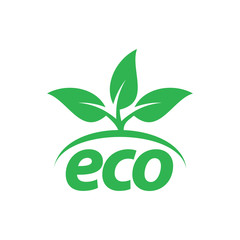 Wall Mural - Eco Friendly Organic Natural Product Web Icon Green Logo Flat Vector Illustration