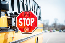 School Bus Stop Sign With Flashing Lights