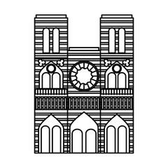 Sticker - cathedral notre dame landmark architecture church in paris vector illustration outline